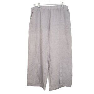 Focus Casual Lite Linen Pants Womens Size Large Crop Wide Leg Coastal Neutral